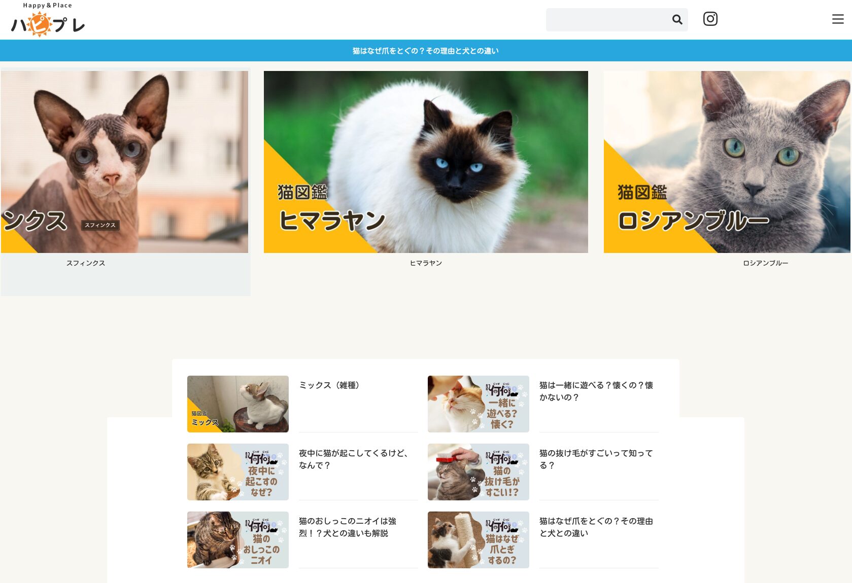 猫メディア「ハピプレ」PC版デザイン